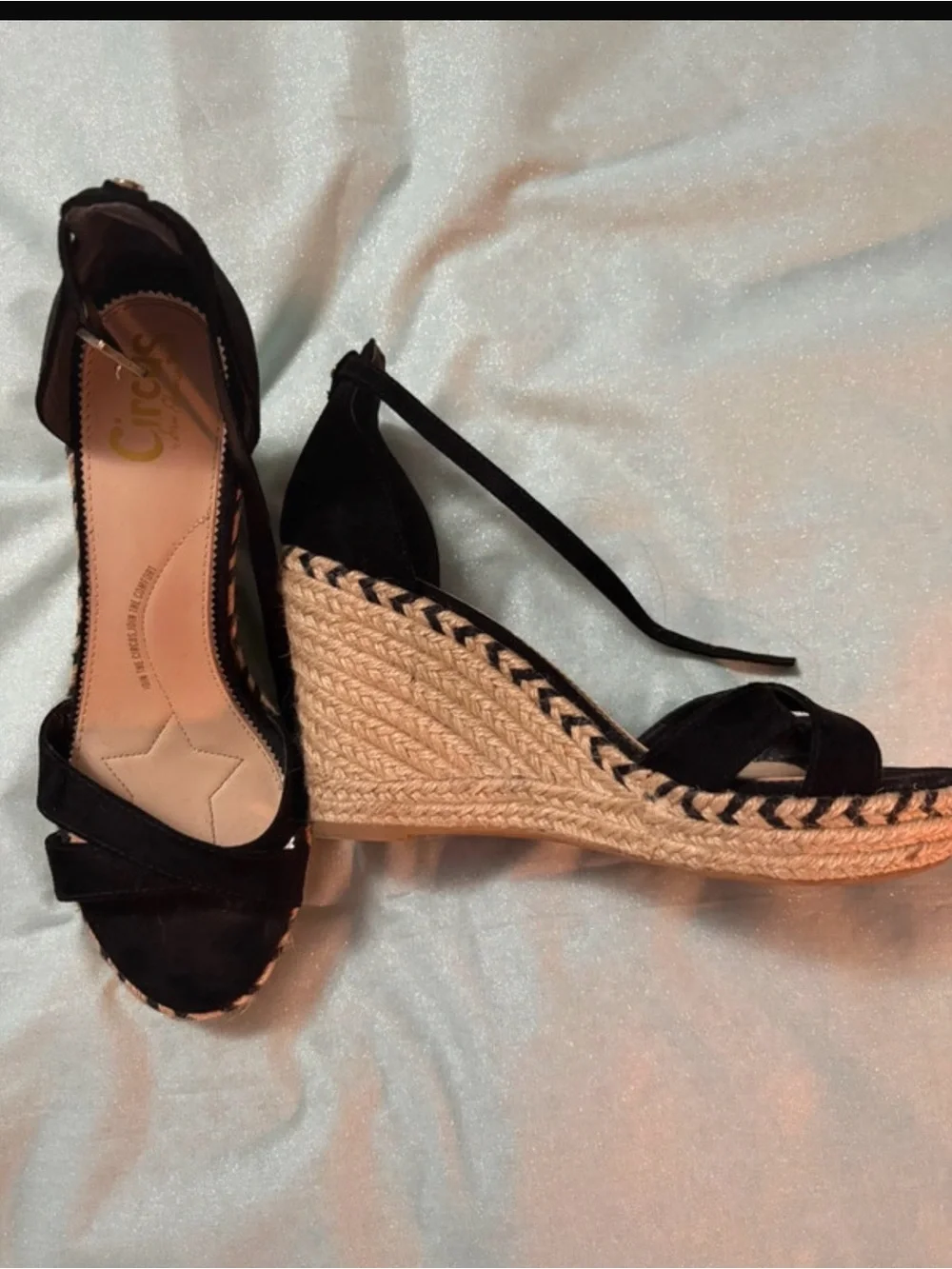 Circus by Sam Edelman Black Espadrille Wedge Sandals with Ankle Strap